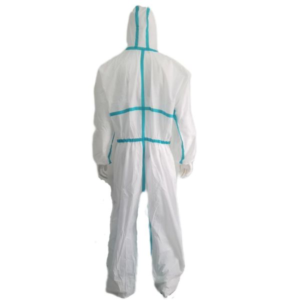 175*140cm Disposable Protective Isolation SMS Nonwoven Coverall with Heat Taped Seam