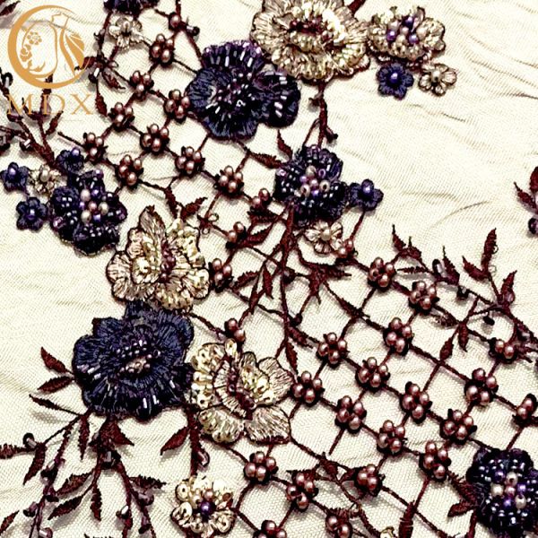 20% Polyester 3D Embroidery Lace Fabric By Handmade Beaded
