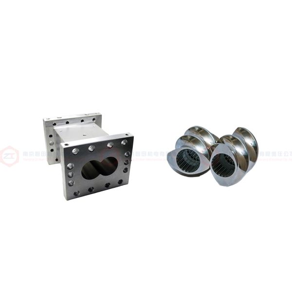 Plastic Granulation Twin Screw Extruder Lined Barrels Oem  Hole Diameter Φ71.8mm Center Distance 60mm