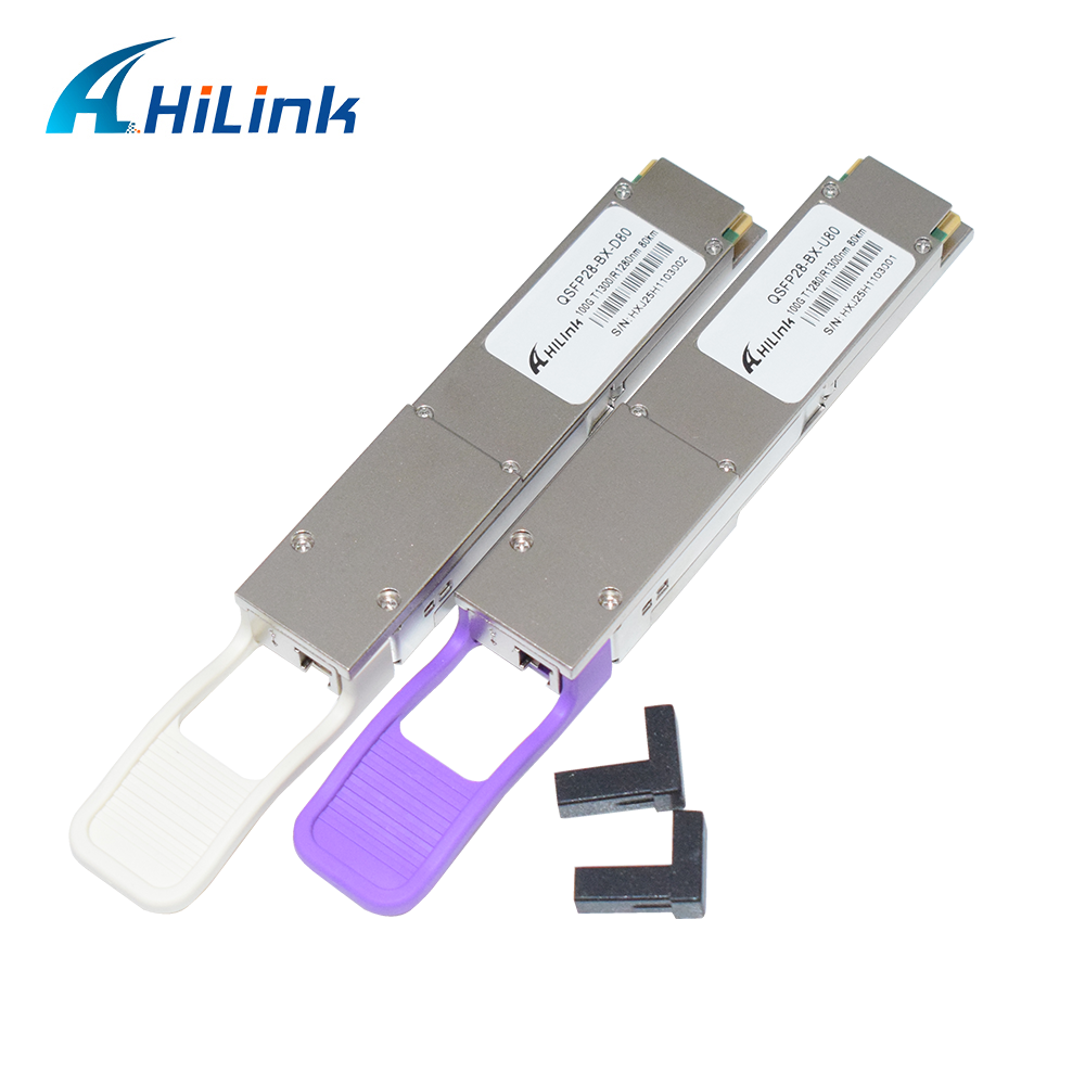 Hilink QSFP28-BX-U80/D80 100Gb/s BIDI Optical Transceiver Module with 80km Reach for 100G Ethernet