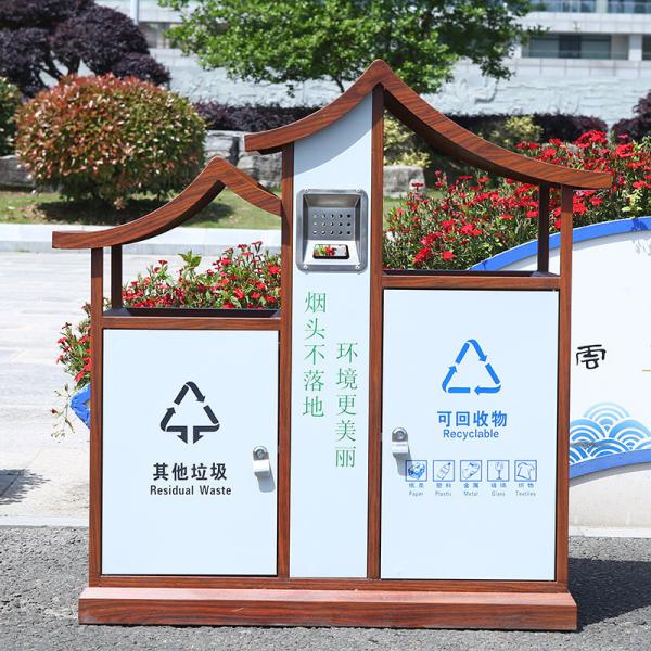 Stainless Bin Hand Push Dustbin Recycle Outdoor Garbage Bin Shed with Lid