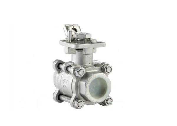 DIN SMS 3A 3 Piece Body Ball Valve Mounting Pad Easy Disassembly Without Special Tools
