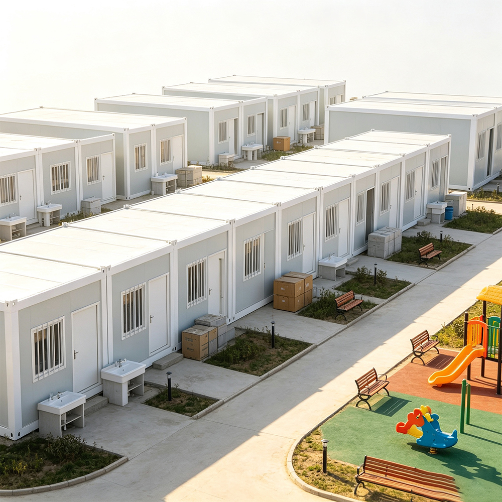 Construction Site Durable Flat Pack Container House Modular Prefab Living Unit With Bathroom For Worker Accommodation