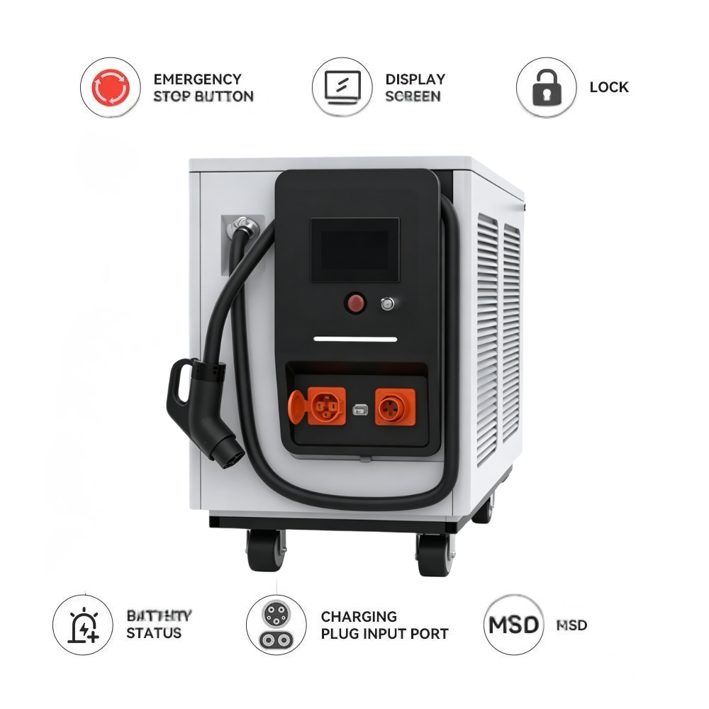 Multi-connector Portable EV Energy Storage Charging Station 30kW 60kW Mobile Power Bank for EV Fleet Charging