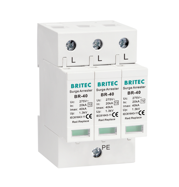 BR-40 3P Type 2 Spd Surge Arrester Lightning Arrestor surge Protection Device 275v lightning surge protector