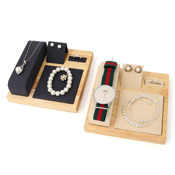 Plateau d'affichage de bijoux de luxe en bois polyvalent pour montre pendentif oreillets