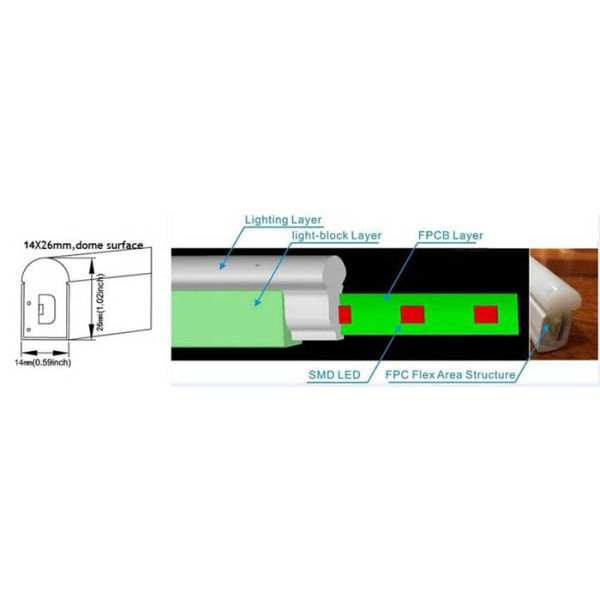 14mm * 26mm Size Neon Flex Led Light , Waterproof Flexible Led Neon Rope Light