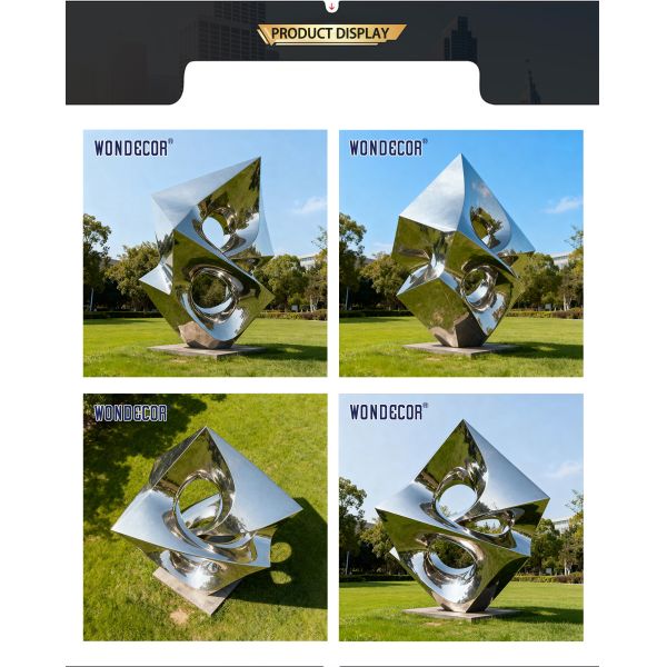 Large-scale Metal Art Abstract Geometric Stainless Steel Sculpture for Outdoor Parks