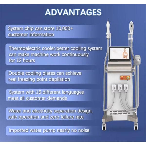 3 IN 1 Nd Yag 808nm Diode Laser Hair Tattoo Removal IPL Acne Treatment Machine