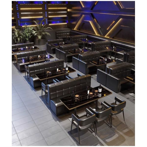 Custom Made Light Luxury Night Club bar Pub Restaurant U Shape Sofa and Dining Table Combination Furniture