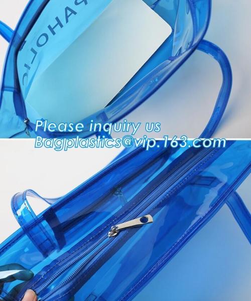 pvc gift bag / transparent shopping bag / wholesale china pvc handbags, PVC coated shopping bag, rope handle clear pvc b