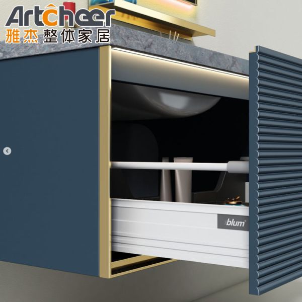 Wall Mounted Bathroom Vanity Combo with LED Light and Ceramic Basin