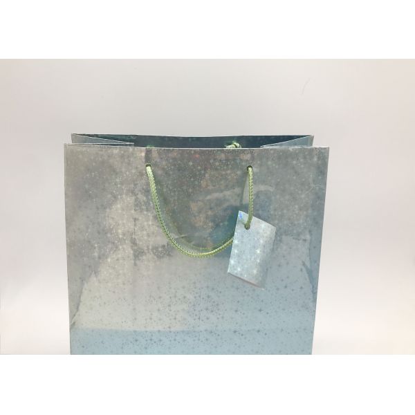 Small Paper Christmas Gift Bags For Kids Holographic Metallic Foil Medium Size Oversized