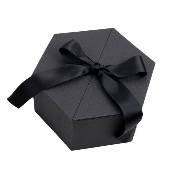 Hexagonal Shaped Art Paper Ribbon Rigid Packaging Box Style Ideal Packaging Choice For Goods