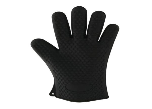 Das luvas resistentes ao calor do trabalho do silicone do produto comestível de Oven Gloves do silicone do preto do produto comestível pressão quente