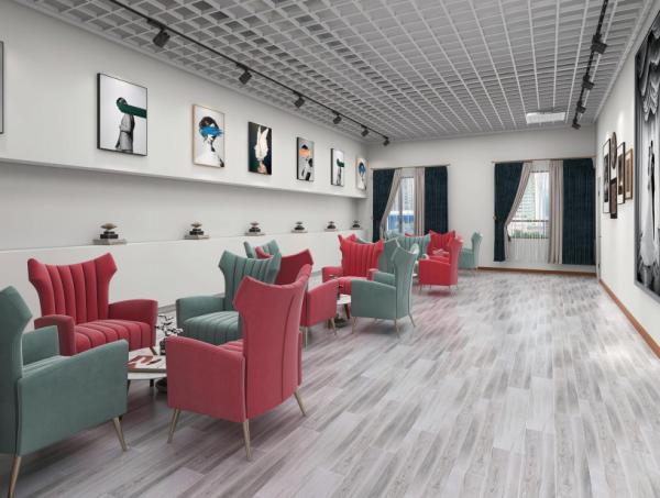 A porcelana 1000SQM de madeira telha a tira prateada de 150*900mm Brown para azulejos de vida da parede do GV do escritório do assoalho