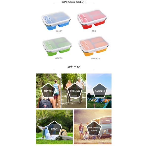 Коробка бенто отсека прямоугольника 3 складная для взрослых