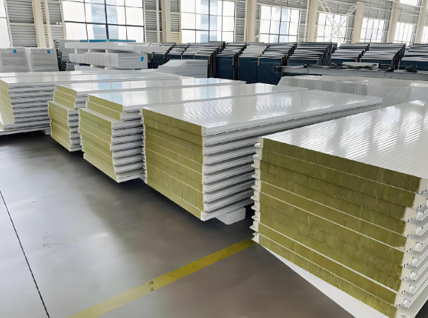 Fireproof Rock Wool Sandwich Panel PU Edge Sealed Rockwool Insulated Panel CE Approved For Warehouse Construction