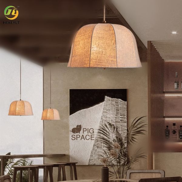 Vintage Single Decorative Fabric Pendant Light For Dining Room Living Room Bedroom Study Bar