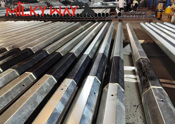 6-18m Hot Galvanized Steel Power Metal Pole Electrical Power Pole For Transmission Line