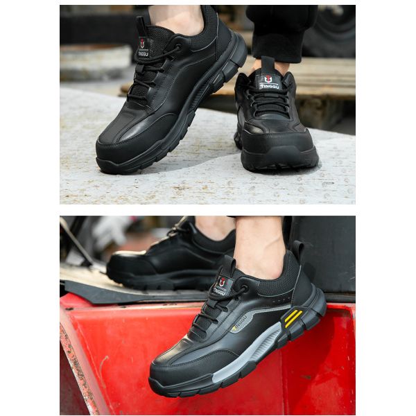 Insulating 10kv Cowhide Electrician's Shoes With Kevlar And Shock Absorbing Rubber Sole