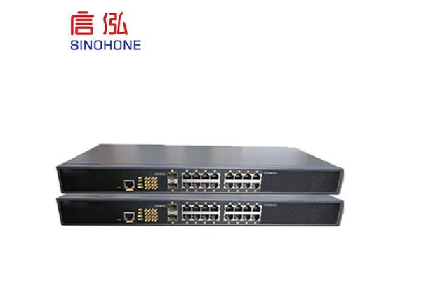 Black Aluminum 16 Port Network Switch , Fiber Converter Switch High Stability