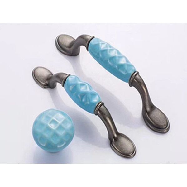 Blue Heart Ceramic Drawer Pulls Colorful Porcelain Furniture Handles Anti Brass Wardrobe Knobs