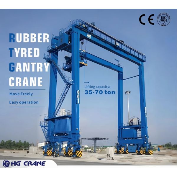 Remote Control Diesel Engine RTG Rubber Tyred Gantry Crane with 15-50 Ton Capacity for Container Lifting