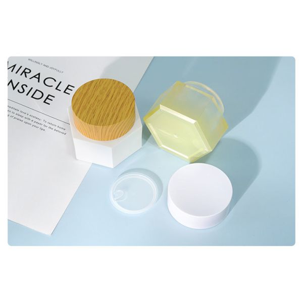 Eco-friendly Hexagon PETG Plastic Jars Custom Colorful Empty Cosmetic Cream Containers Lids 50ml For Eye Cream