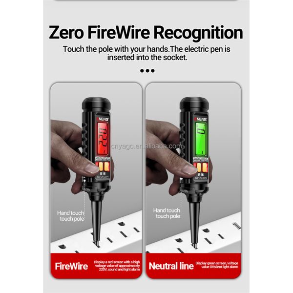 Digital Display Non Contact Voltage Detector with 12V to 300V Range, LCD Screen and Sound/Light Alarm