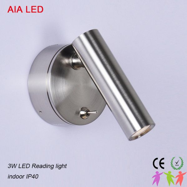 Surface brushed sliver indoor LED wall light for hotel& led bed wall light for bedroom