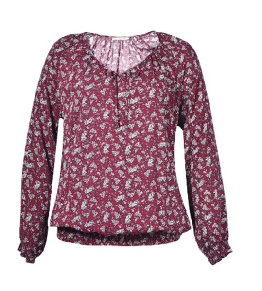 Polyester Womens Fashion Blouses Full Sleeve Length With Elastic Hem Daily Wear Tops