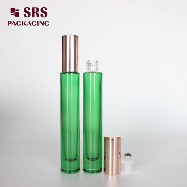 10ml clear green thick wall glass roll on bottle for perfume oil