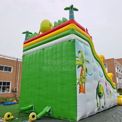 Commercial Monster Theme Double Lane Inflatable Water Slide with Splash Pool Climbing Lanes and Safety Side Walls for Water Parks