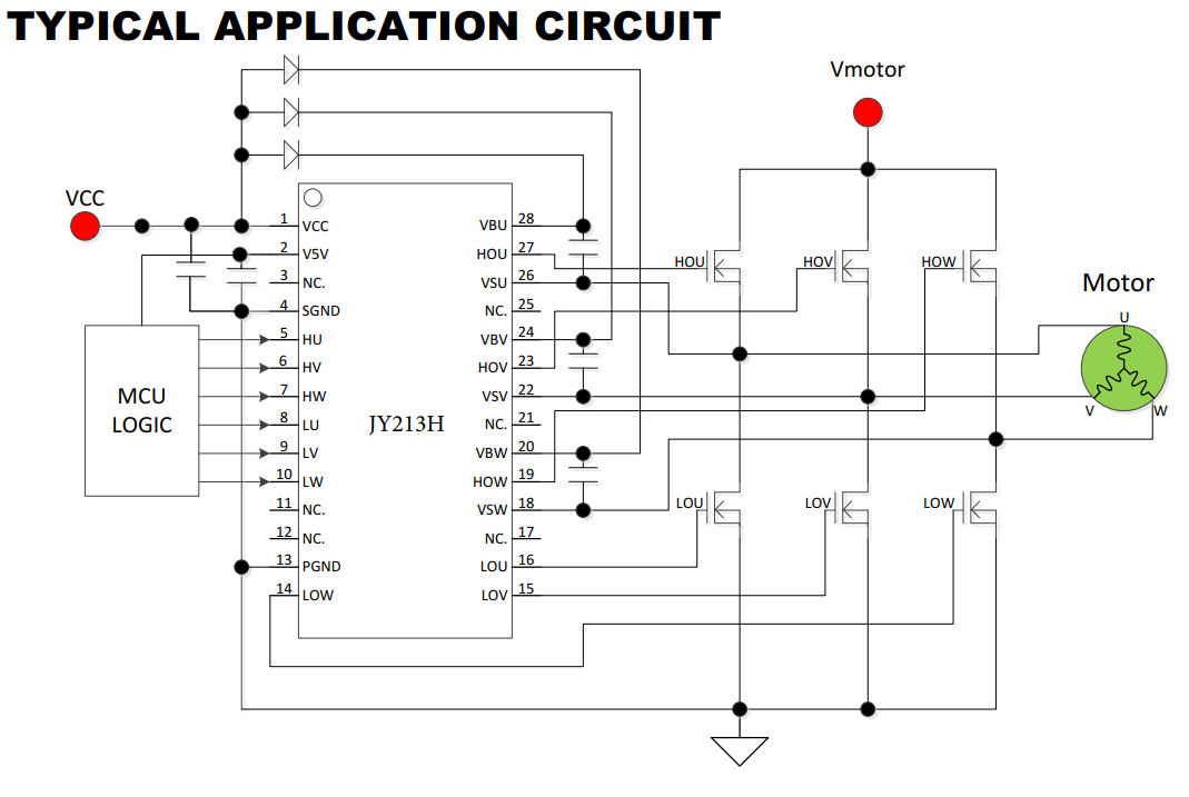 JUYI JY213H BLDC Драйвер двигателя MOSFET / IGBT Драйвер высокой скорости 3 - фаза полу - мост