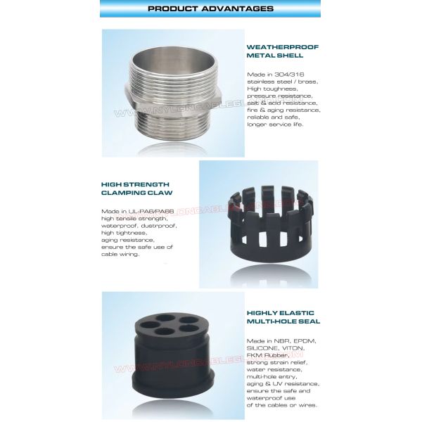 IP68 кабельные вводы сальники нержавеющей стали 304/316 (латунные) с несколькими отверстиями/многокабельным уплотнением