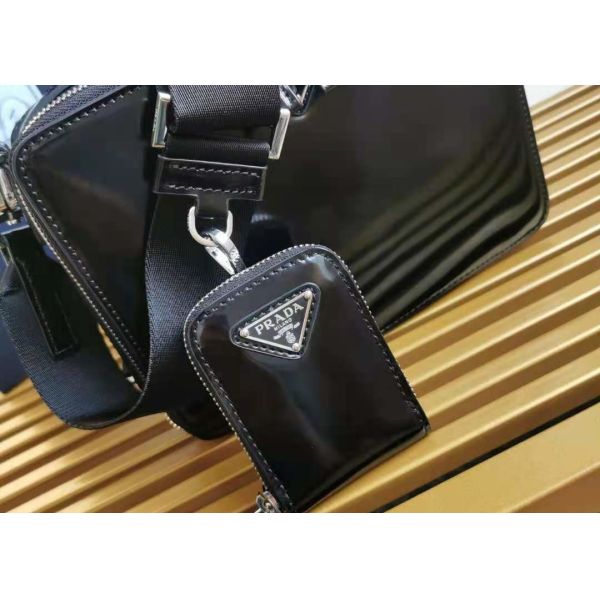 Womens Cowhide Glossy Finish Camera Cross Body Bag Waterproof