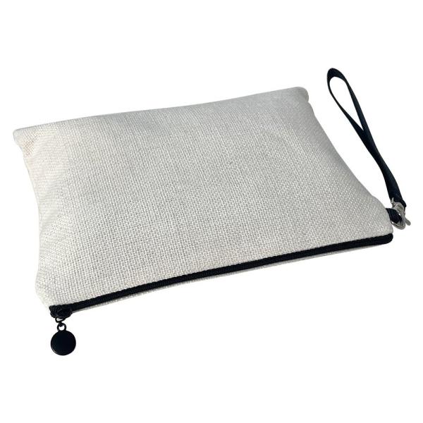 Portable Blank Sublimation Cosmetic Bag Custom Printing Linen Sublimation Makeup Bag With Zipper Wristlet Makeup Bag