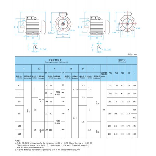 Three Phase Inverter Induction Motor YE2 Cast Iron Horizontal