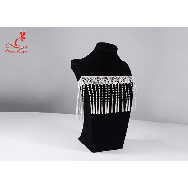 лента отделки края химиката шнурка полиэстера 12Cm расстворимым в воде белым вышитая Tassel