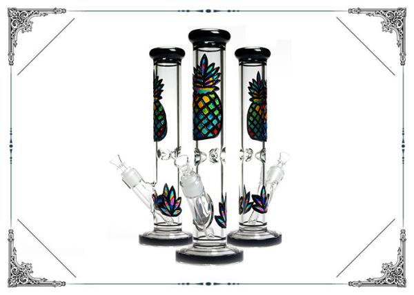13.5 Inches 7MM Straight Tube Glass Bongs Color Painting Pineapple