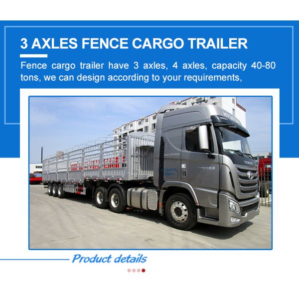4 Axle Fence Cargo Container Trailer with Jost 2.0 or 3.5 Inch King Pin and 12.00r20 Tires