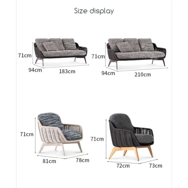 Waterproof Durable Sofa Seat Cushion Covers for Outdoor Rattan Sofa Furniture Sets