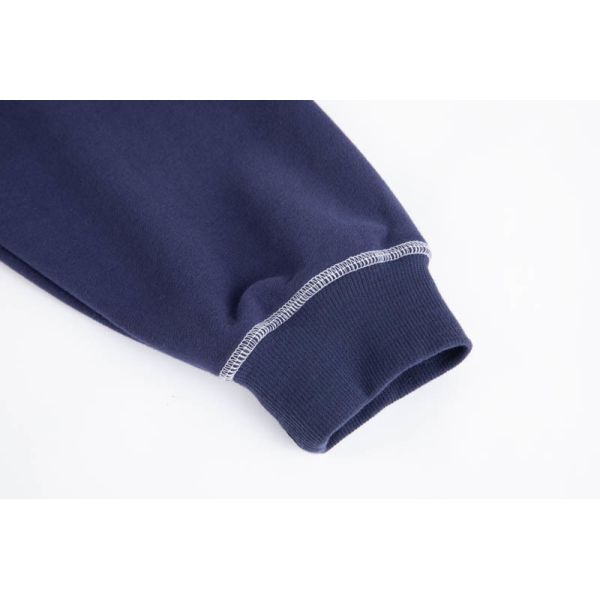 Polyester-blend fleece pullover hoodie with contrast stitching and bold graphic print