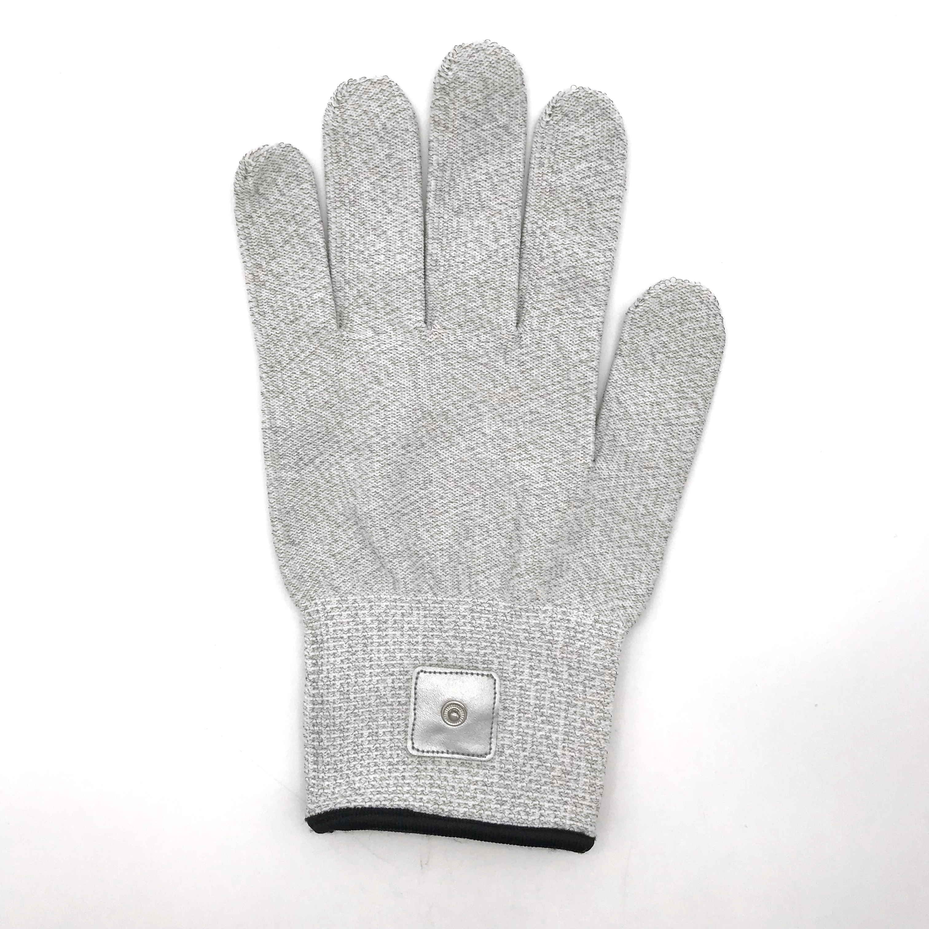 Factory Wholesale Conductive Vibrating Massage Beauty Silver Fiber Thread Gloves Electrotherapy Compatible With TENS/EMS Machine