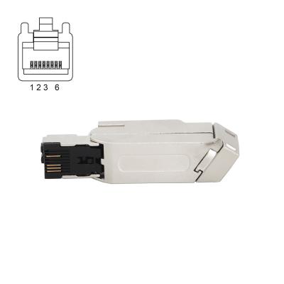 IP20 Fast Connect Field Wireable RJ45 Connector Plug 4 Pin 100MBit/S Metal Housing