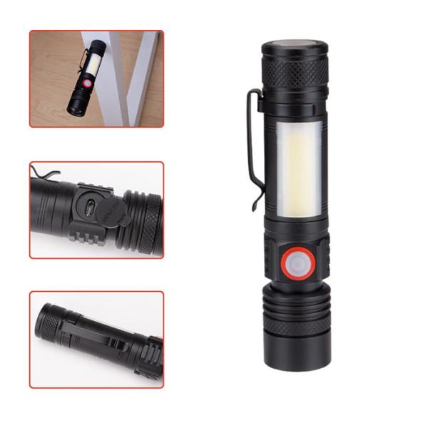 Outdoor Led Portable Flashlight Usb Charging Retractable Tail Magnet
