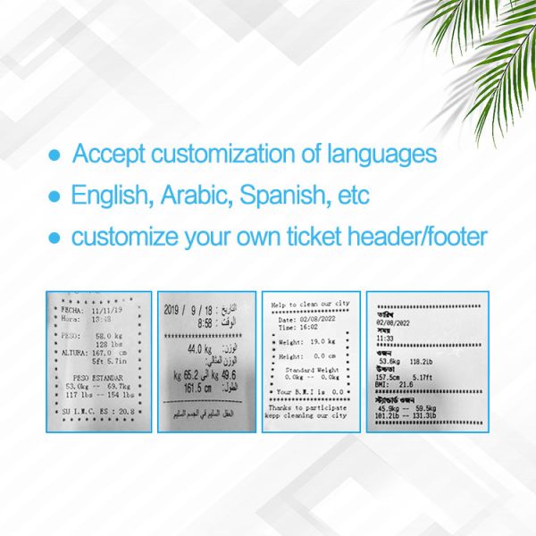 Multi-Language Coin-Operated BMI Weighing Machine with Printer and Customized Support