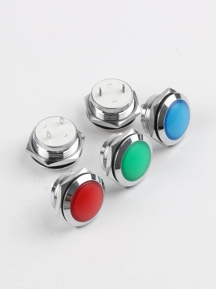 Metal Indicator Light Single Color 19 Mm For Power Equipment LED Signal Light Waterproof 12V 24V Red Green Yellow Blue