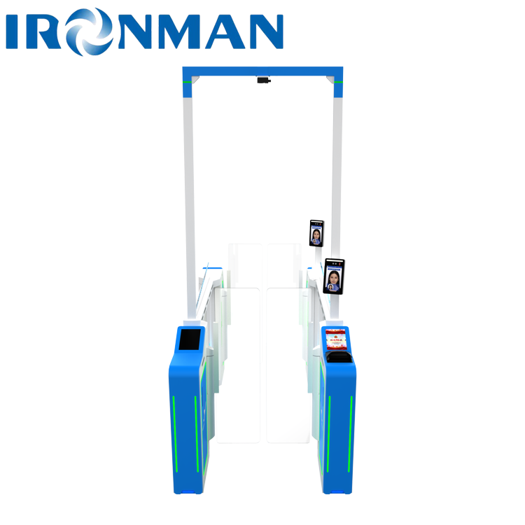 SUS201 Stainless Steel AB Interlocking Turnstile - 10MM Tempered Glass Heavy-Duty Access Control